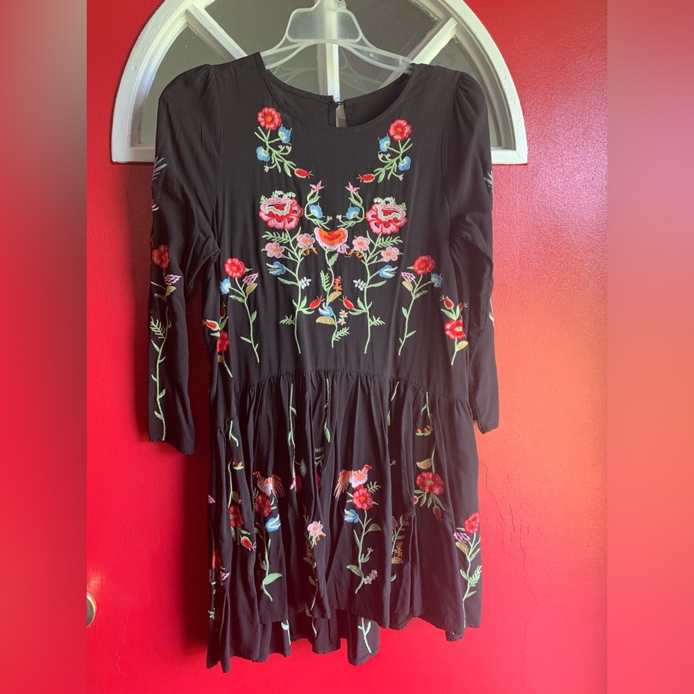 Embroidered black dress